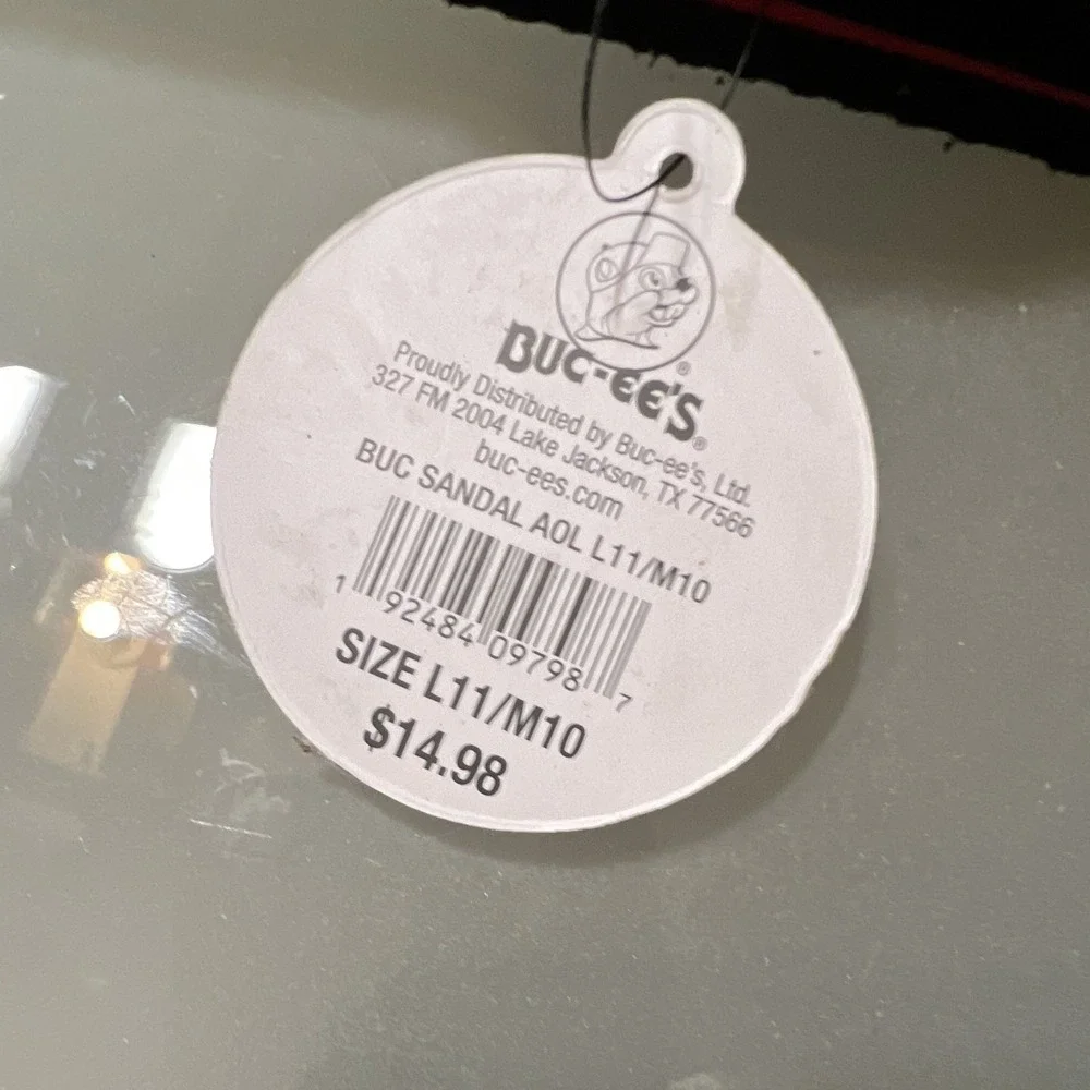 Buc-ee's Logo Thong Sandal Flip Flops Black/Red/Yellow Men's US 10
